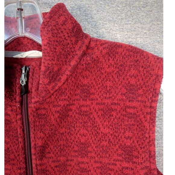 Woolrich Full Zip Fleece Vest Women's Medium Red Mock Neck Outdoor Winter - Picture 2 of 8